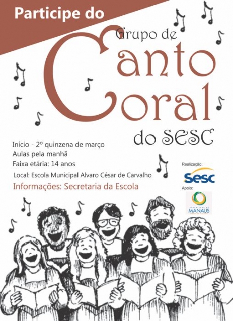 Sesc promove curso de canto e coral em escola municipal de Manaus