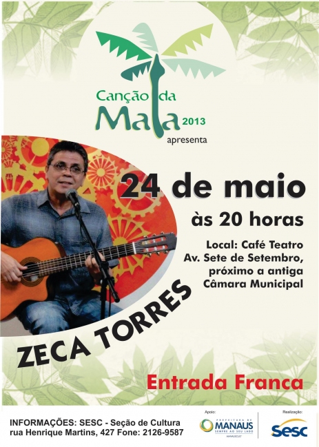 Canção da Mata, do Sesc, apresenta Zeca Torres nesta sexta-feira