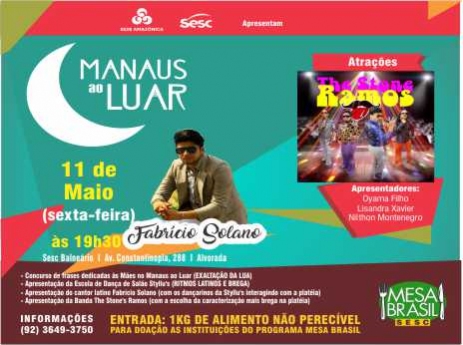 Ritmo latino do cantor Fabrí­cio Solano é uma das atrações do Manaus ao Luar