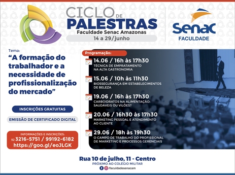 Faculdade Senac AM promove 2º Ciclo de Palestras